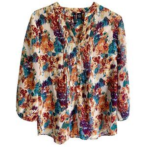 Architect Colorful Semi Sheer Polyester Top Women's Large